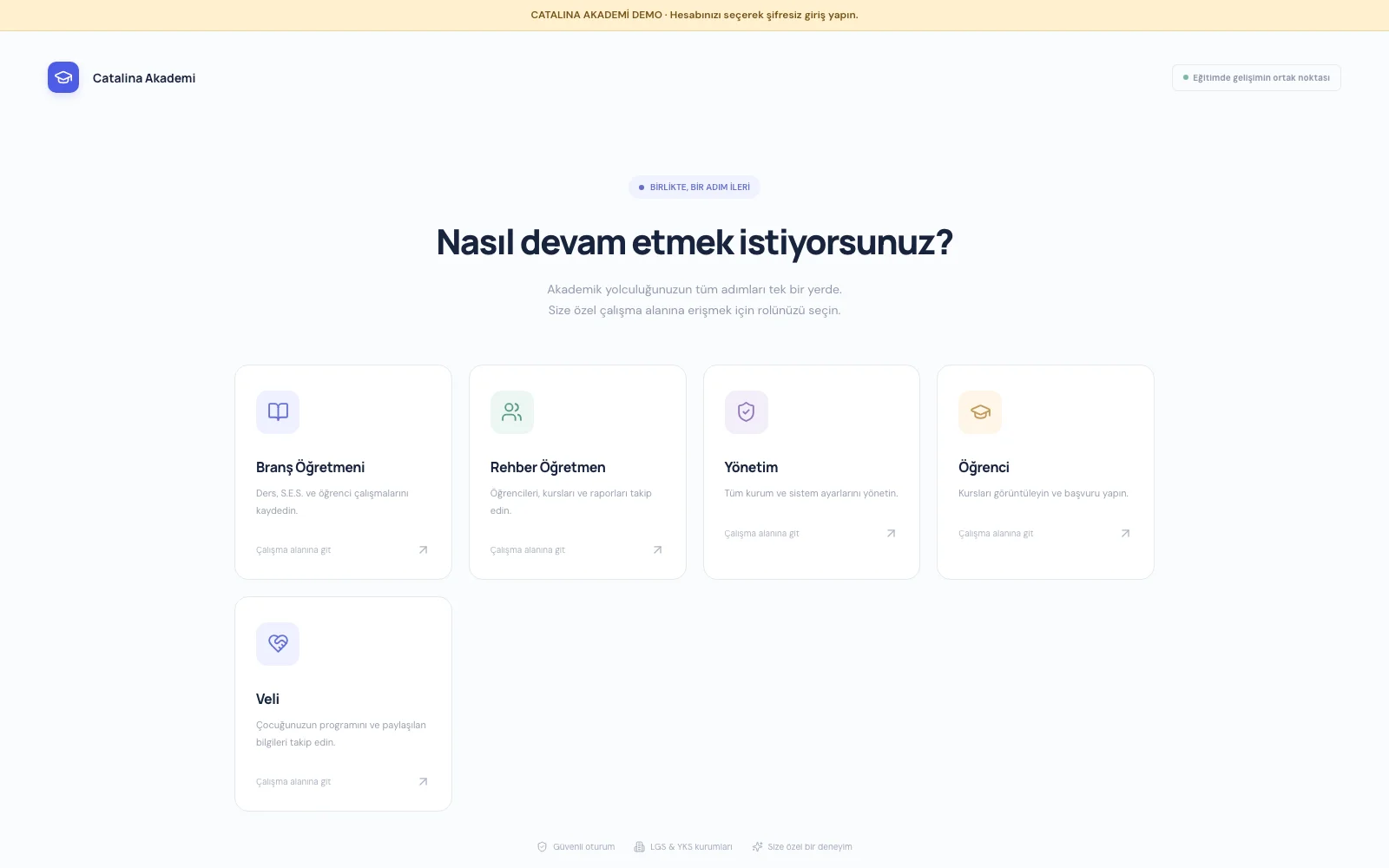 Catalina Akademi — Eğitim Platformu Demosu