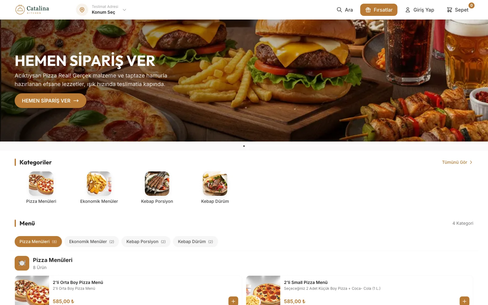 Catalina Kitchen — Yemek Sipariş Demosu